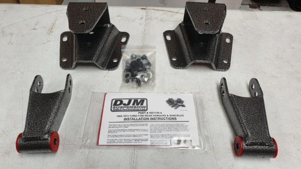 Ford F100 1965 1972 DJM Suspension Lowering Kit Rear Leaf Spring Hanger And Shackle Kit (4 Inch Drop)