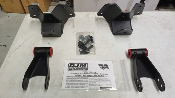 Ford F100 1973 1996 DJM Suspension Lowering Kit Rear Leaf Spring Hanger And Shackle Kit (4 Inch Drop)1
