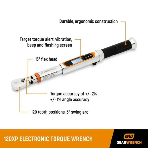 GearWrench 12 Drive Electronic Torque Wrench with Flex Head 85196 (7)