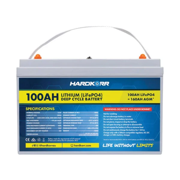 HardKorr 100Ah Lithium LifePO4 Deep Cycle Battery HKPBATL100C (4)