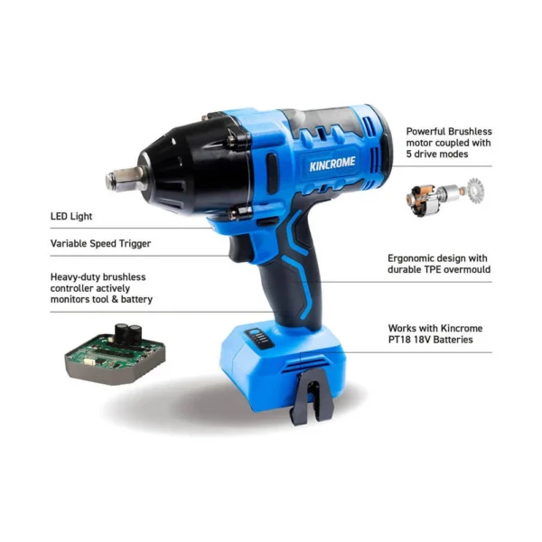 Kincrome PT18 18V Brushless 12 950Nm Impact Wrench Kit 4 (2)